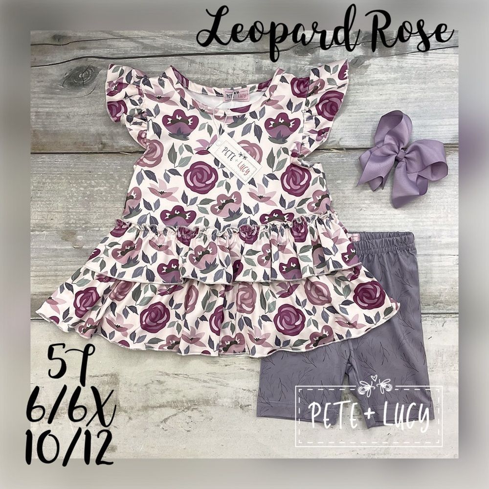 Purple Roses girls warm weather shorts set 10/12